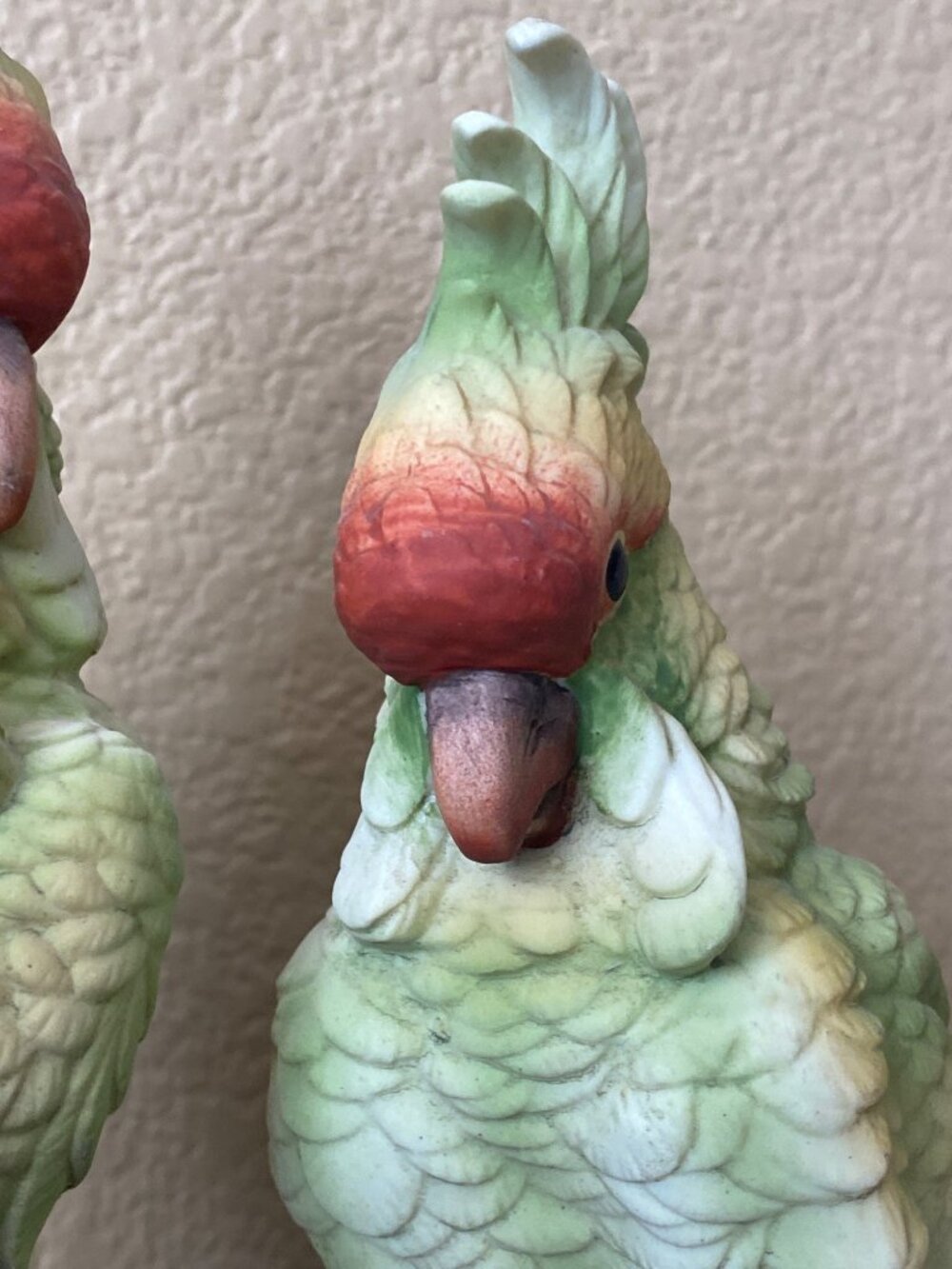 Vintage Andrea by Sadek Green Cockatoos Parrots Figurine Pair - No Box - Picture 9 of 14
